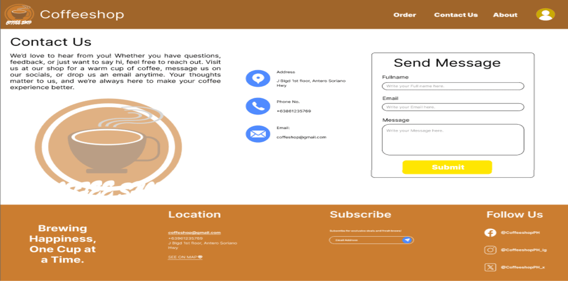 Coffeeshop Contact Us